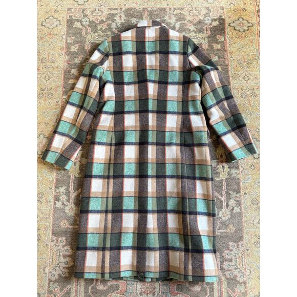 NEW Scotch & Soda Small Single Breasted Plaid Coat Green Wool Blend Green Preppy - Picture 4 of 11
